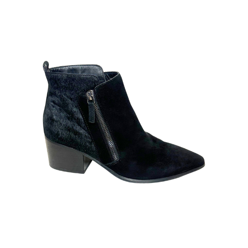 Tahari Rockstar Black Suede Calf Hair Ankle Booties 8.5M